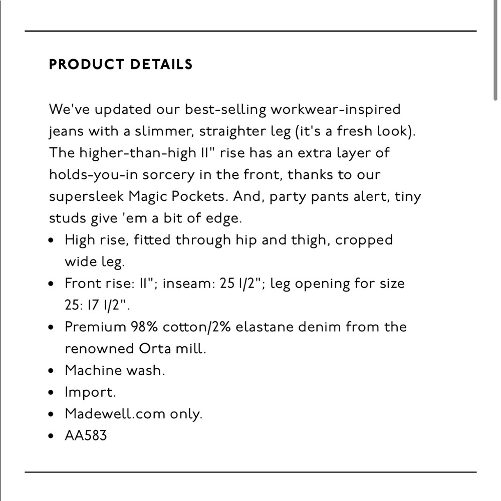 Madewell Slim Wide Leg Jeans Stud Edition - Picture 5 of 6